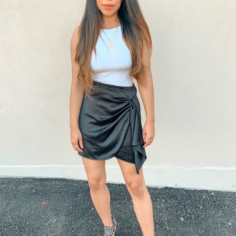 Express Black Satin Miniskirt
